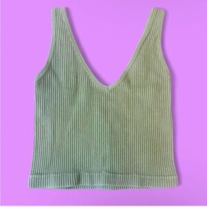 Aura Ribbed Green Active Tank Top